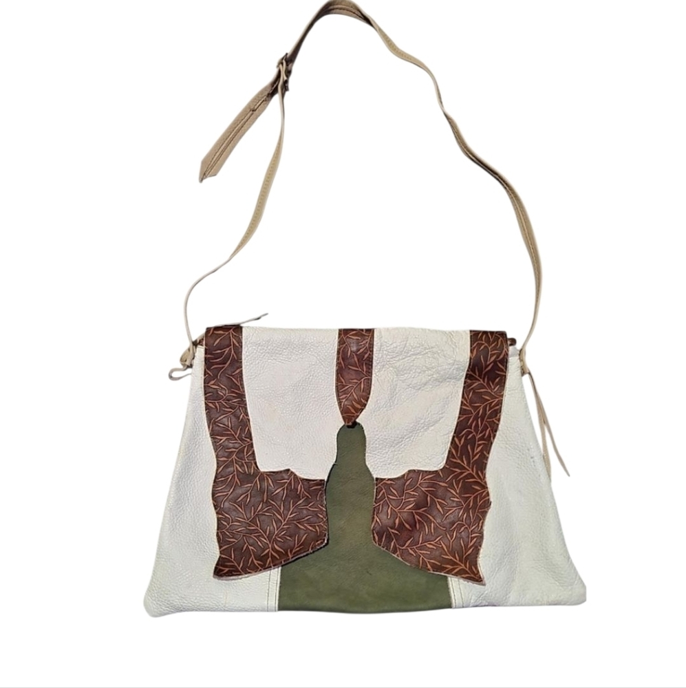 Handmade Leather Colorblock Bag